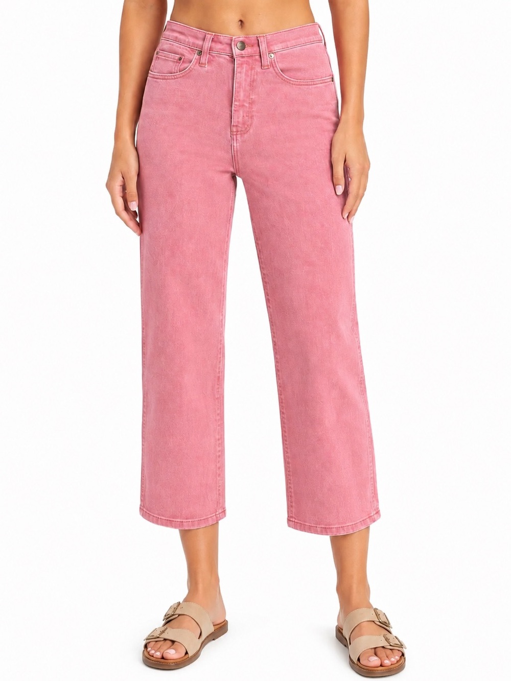 Wrangler Heritage high-rise straight-leg crop jeans dusty pink size 26